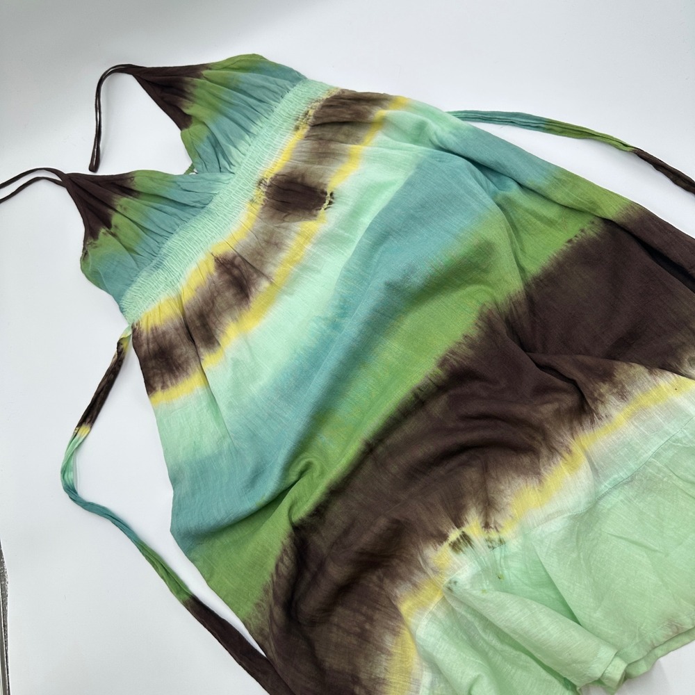 O'Neill Tie Dye Sun Dress Women Size M Green Brown Excellent Boho Beach Festival